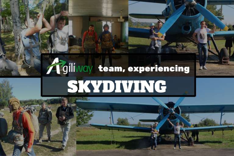 Agiliway-team-experiencing-SKYDIVING
