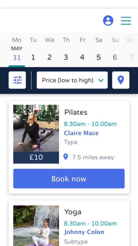 ReactJS App screen on a mobile