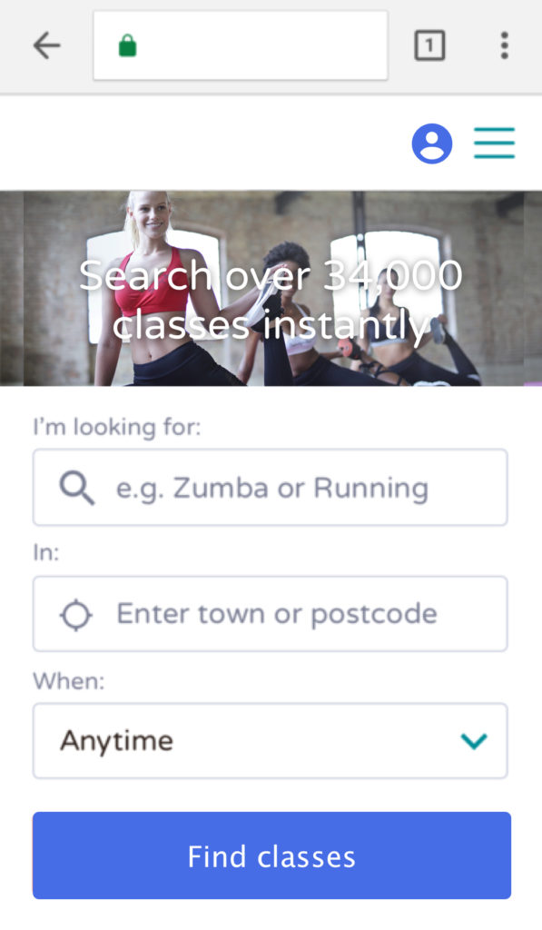 ReactJS App screen on a mobile